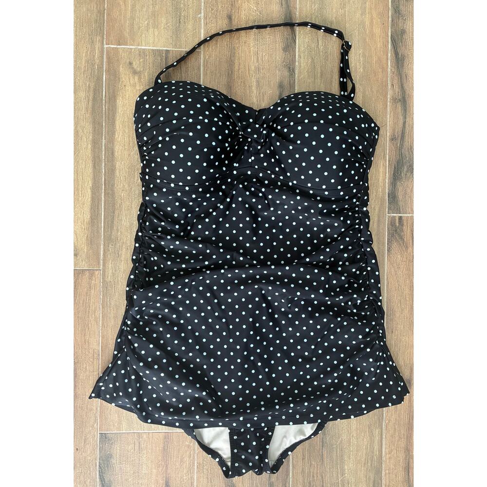 Merona One Piece Swimsuit Black and White Polka Dot Large